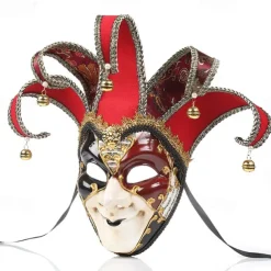 Harlequin Halloween Venetian Mask Volto Larva Carnival Mask Full Face Adults' Men's Carnival Mardi Gras Party Masquerade Carnival of Venice Easy Halloween Costumes Dress Up