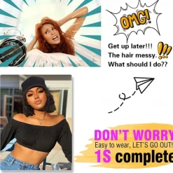 Hat Wig for Women Short Wave Baseball Cap Wig with Curly Hair Extensions Wig Synthetic Wave Wig Hat Adjustable Brown Black Baseball Hat Wig