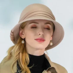 Hats 100% Wool Bowler / Cloche Hat Sun Hat Wedding Tea Party Elegant Wedding With Cap Splicing Headpiece Headwear