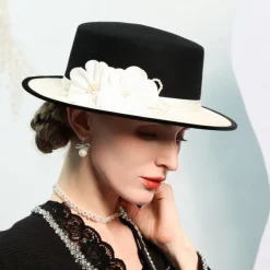 Hats 100% Wool Bowler / Cloche Hat Top Hat Wedding Tea Party Elegant Wedding With Feather Pearl Headpiece Headwear