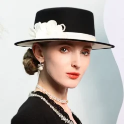 Hats 100% Wool Bowler / Cloche Hat Top Hat Wedding Tea Party Elegant Wedding With Feather Pearl Headpiece Headwear