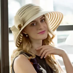 Hats Fiber Bucket Hat Floppy Hat Sun Hat Wedding Tea Party Elegant Wedding With Bowknot Headpiece Headwear
