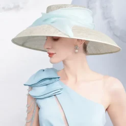 Hats Flax Bowler / Cloche Hat Sun Hat Sinamay Hat Wedding Tea Party Elegant Wedding With Bows Splicing Headpiece Headwear