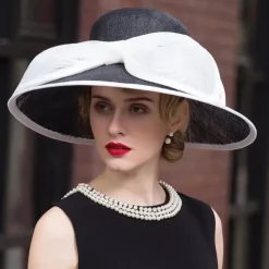 Hats Flax Bowler / Cloche Hat Bucket Hat Sun Hat Wedding Tea Party Elegant Wedding With Bowknot Splicing Headpiece Headwear