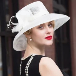 Hats Flax Fiber Bowler / Cloche Hat Bucket Hat Sun Hat Wedding Tea Party Elegant Wedding With Feather Bowknot Headpiece Headwear