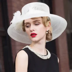 Hats Flax Fiber Bowler / Cloche Hat Bucket Hat Sun Hat Wedding Tea Party Elegant Wedding With Feather Bowknot Headpiece Headwear