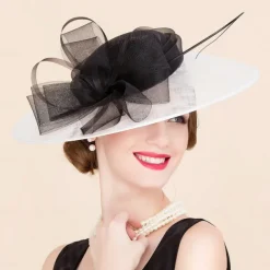 Hats Flax Sun Hat Top Hat Sinamay Hat Wedding Tea Party Elegant Wedding With Feather Bowknot Headpiece Headwear