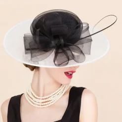 Hats Flax Sun Hat Top Hat Sinamay Hat Wedding Tea Party Elegant Wedding With Feather Bowknot Headpiece Headwear