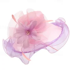 Hats Organza Sun Hat Casual Tea Party Cocktail Elegant Vintage With Feather Floral Headpiece Headwear