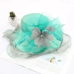 Hats Organza Sun Hat Casual Tea Party Cocktail Elegant Vintage With Feather Floral Headpiece Headwear