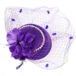 Hats Sinamay Fedora Hat Wedding Evening Party Cocktail Elegant Vintage Cute With Floral Headpiece Headwear