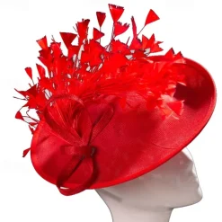 Hats Sinamay Fedora Hat Wedding Evening Party Cocktail Elegant Vintage Cute With Feather Headpiece Headwear