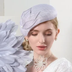 Hats Sinamay Saucer Hat Pillbox Hat Evening Party Ladies Day Wedding British With Pearls Headpiece Headwear