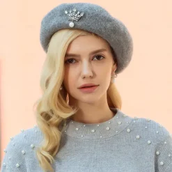 Hats Wool Beret Hat Floppy Hat Wedding Casual Elegant Wedding With Crystals Pure Color Headpiece Headwear