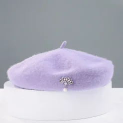 Hats Wool Beret Hat Floppy Hat Wedding Casual Elegant Wedding With Crystals Pure Color Headpiece Headwear