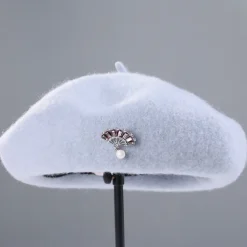 Hats Wool Beret Hat Floppy Hat Wedding Casual Elegant Wedding With Crystals Pure Color Headpiece Headwear