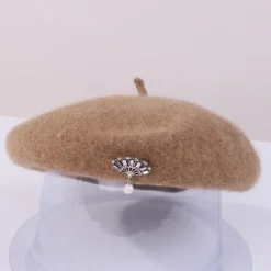 Hats Wool Beret Hat Floppy Hat Wedding Casual Elegant Wedding With Crystals Pure Color Headpiece Headwear