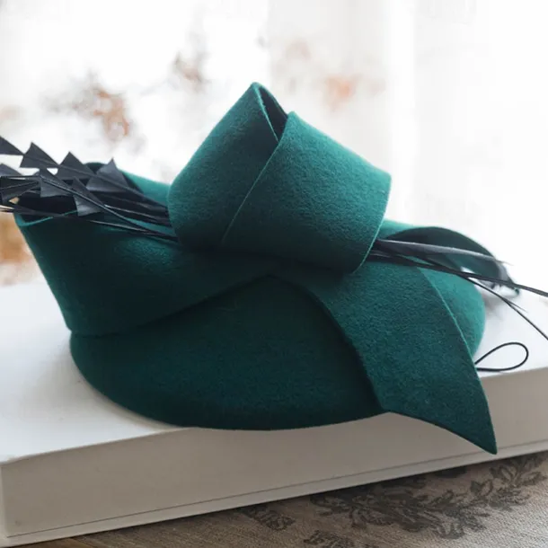 Hats Wool Wedding Vintage With Bowknot Headpiece Headwear