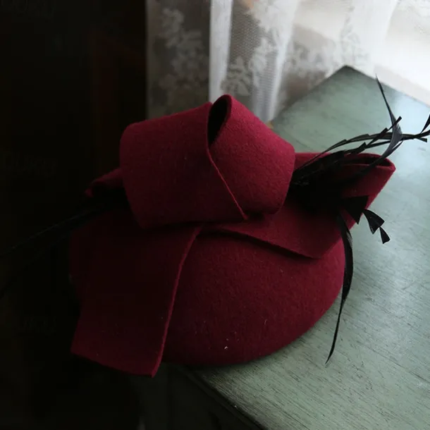Hats Wool Wedding Vintage With Bowknot Headpiece Headwear