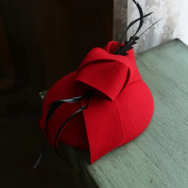 Hats Wool Wedding Vintage With Bowknot Headpiece Headwear