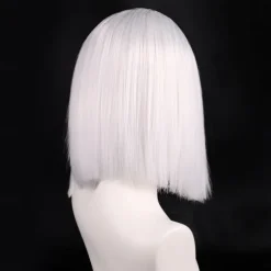 Hazbin Hotel Synthetic Wig Lute kinky Straight Natural Straight Asymmetrical Deep Parting Wig 16 inch A1 Synthetic Hair Women's Cool Classic Comfortable White