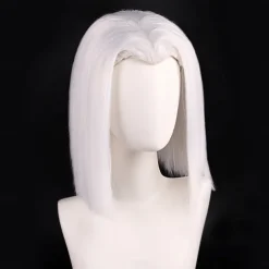 Hazbin Hotel Synthetic Wig Lute kinky Straight Natural Straight Asymmetrical Deep Parting Wig 16 inch A1 Synthetic Hair Women's Cool Classic Comfortable White