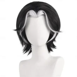 Hazbin Hotel Synthetic Wig Hesco Straight Micro Locs Asymmetrical Deep Parting Wig 14 inch A1 Synthetic Hair Women's Cool Classic Comfortable Black