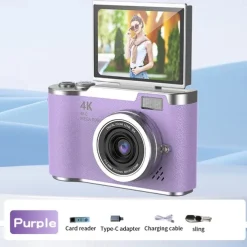 HD Digital Cameras 4K 1080p Easy to Use Rotatable 2.4 Lcd Screen CCD Camera