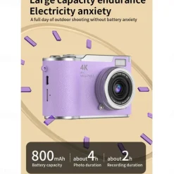 HD Digital Cameras 4K 1080p Easy to Use Rotatable 2.4 Lcd Screen CCD Camera