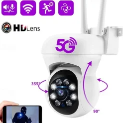HD 1080P 5G WiFi IP Camera Wireless Speed Dome PTZ CCTV IR Outdoor NetCam Monitoring Auto Tracking Full Color Night Vision Security Camera NetCam