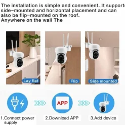 HD 1080P 5G WiFi IP Camera Wireless Speed Dome PTZ CCTV IR Outdoor NetCam Monitoring Auto Tracking Full Color Night Vision Security Camera NetCam