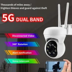 HD 1080P 5G WiFi IP Camera Wireless Speed Dome PTZ CCTV IR Outdoor NetCam Monitoring Auto Tracking Full Color Night Vision Security Camera NetCam