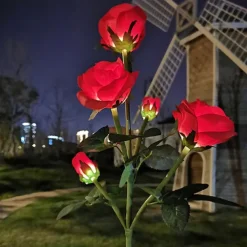 5-Head LED Solar Rose Orchid Flower Light - Waterproof Outdoor Pathway Garden Lamp, Simulation Lawn Light for Wedding, Party & Landscape Decor