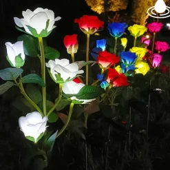 5-Head LED Solar Rose Orchid Flower Light - Waterproof Outdoor Pathway Garden Lamp, Simulation Lawn Light for Wedding, Party & Landscape Decor