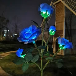 5-Head LED Solar Rose Orchid Flower Light - Waterproof Outdoor Pathway Garden Lamp, Simulation Lawn Light for Wedding, Party & Landscape Decor