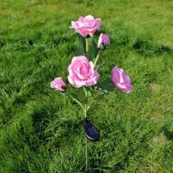 5-Head LED Solar Rose Orchid Flower Light - Waterproof Outdoor Pathway Garden Lamp, Simulation Lawn Light for Wedding, Party & Landscape Decor