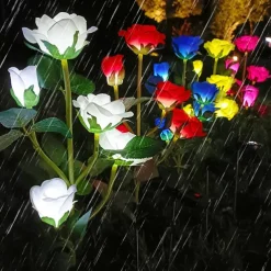 5-Head LED Solar Rose Orchid Flower Light - Waterproof Outdoor Pathway Garden Lamp, Simulation Lawn Light for Wedding, Party & Landscape Decor