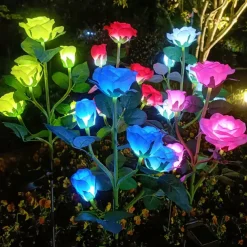 5-Head LED Solar Rose Orchid Flower Light - Waterproof Outdoor Pathway Garden Lamp, Simulation Lawn Light for Wedding, Party & Landscape Decor