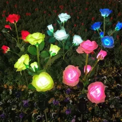 5-Head LED Solar Rose Orchid Flower Light - Waterproof Outdoor Pathway Garden Lamp, Simulation Lawn Light for Wedding, Party & Landscape Decor