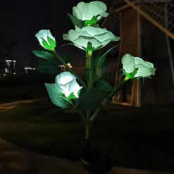 5-Head LED Solar Rose Orchid Flower Light - Waterproof Outdoor Pathway Garden Lamp, Simulation Lawn Light for Wedding, Party & Landscape Decor