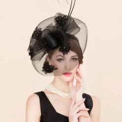 Headbands Fascinators Hats Tulle Sinamay Pillbox Hat Top Hat Veil Hat Wedding Tea Party Elegant Wedding With Rhinestone Bowknot Headpiece Headwear