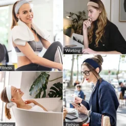 Headbands for Women, Elastic Non-Slip Hair Bands Workout Headbands for Women Soft Cotton Cloth Sports Headband for Running Yoga Daily Workout