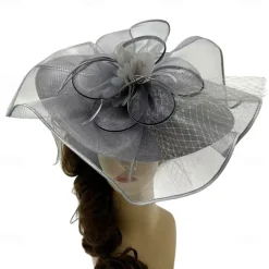 Headdress Sinamay Fedora Hat Wedding Evening Party Tea Party Horse Race Cocktail Vintage Cute With Feather Headpiece Headwear