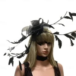 Headdress Tulle Wedding Birthday Evening Party Tea Party Cocktail Vintage Cute With Feather Headpiece Headwear