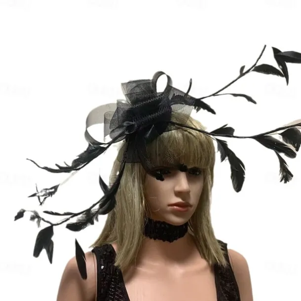 Headdress Tulle Wedding Birthday Evening Party Tea Party Cocktail Vintage Cute With Feather Headpiece Headwear