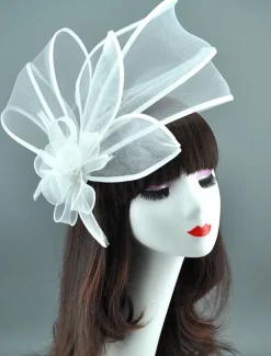 Headdress Tulle Wedding Elegant With Ribbons Headpiece Headwear Fascinators Race Day Dress
