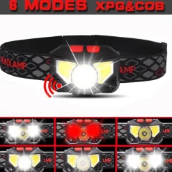 Headlamp Flashlight 1200 Lumen Ultra-Light Bright LED Rechargeable Headlight with White Red Light 2-Pack Waterproof Motion Sensor Head Lamp 8 Mode for Outdoor Camping Running Hiking Fishing