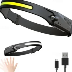 Headlamp Rechargeable 230 Wide Beam Head Lamp LED with Motion Sensor for Adults - Camping Accessories Gear Waterproof Head Light Flashlight for Hiking Running Repairing Fishing Cycling