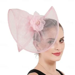 Headpiece Faux Linen Wedding Evening Party Elegant Wedding With Flower Headpiece Headwear