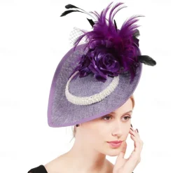 Headpiece Feathers Sinamay Wedding Evening Party Elegant Wedding With Feather Headpiece Headwear